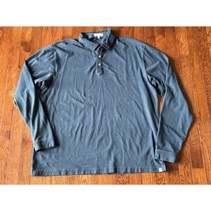 Peter Millar Mens Long Sleeve Pima Cotton Polo Shirt Navy Blue XL MF21K21